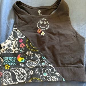 Kids Black and Multicolor Sports Bra